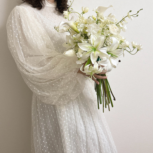 ホワイトリリーのウェディングブーケNO.3 白 アーティフィシャル