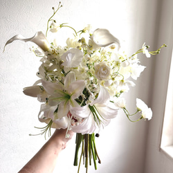 ホワイトリリーのウェディングブーケNO.3 白 アーティフィシャル