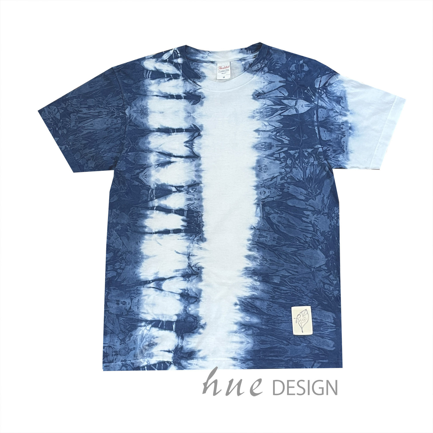Tシャツ Mサイズ no.63大人かっこいいオリジナル 藍染 絞り 手染め カジュアル プレゼント 藍色 父の日