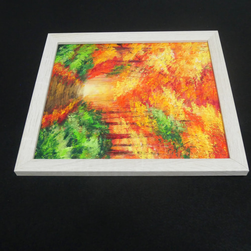 油絵 油彩 油彩画 絵画【秋の森の道】 絵画 HR 通販 18286629