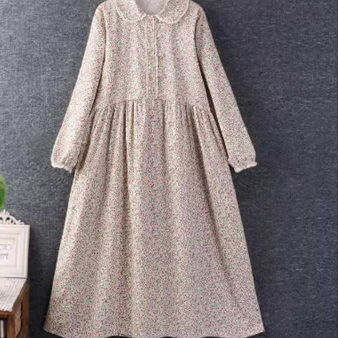 春秋の新しい 甘い 長袖のゆったり した ワンピース