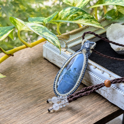 大粒オパールのマクラメネックレス 大粒オパールのマクラメネックレス ☆大きめ☆ブルーオパール