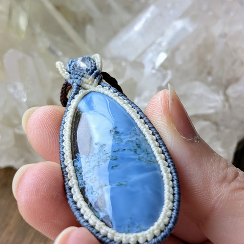 モスアゲート マクラメ編みネックレス他1点同梱 モスアゲート マクラメ