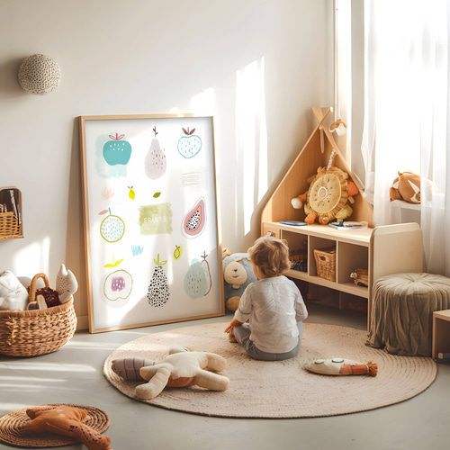 アートポスター パステルフルーツ 北欧デザイン ベビールーム 子供部屋