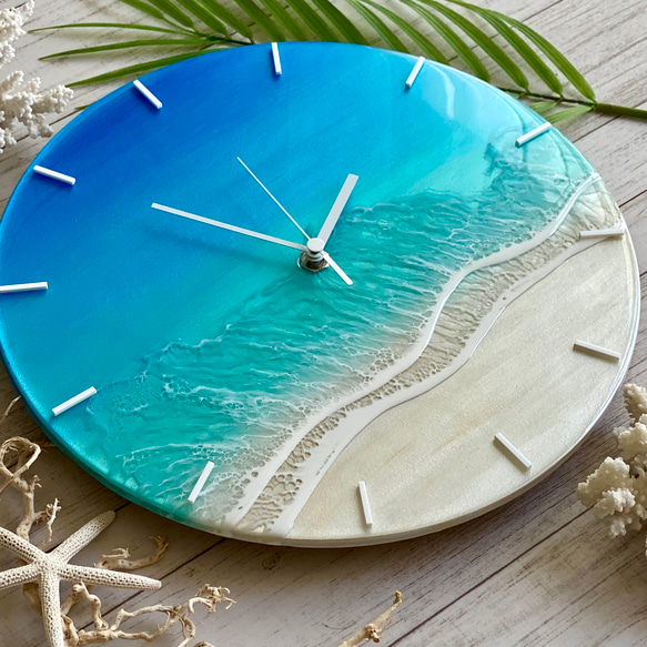 レジン海アート_時計 掛け時計 海を感じるインテリア時計