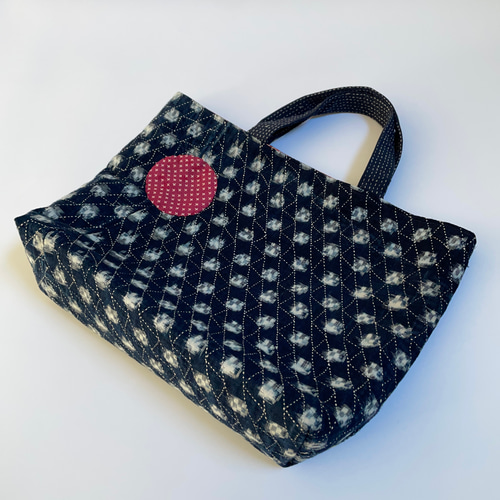 雪ん子絣 刺し子 トートバック 着物リメイク 古布リメイク 敬老の日