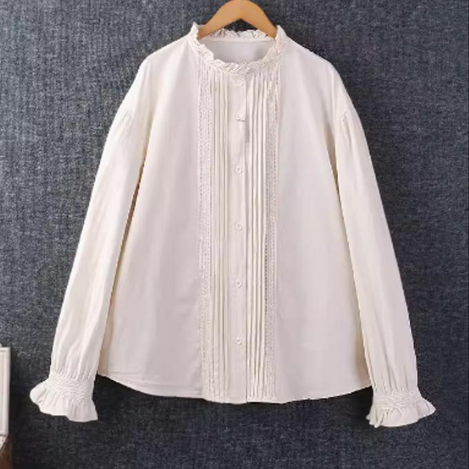 春服の新モデル 甘く 純色の刺繍 上着 長袖 ゆったり シャツ