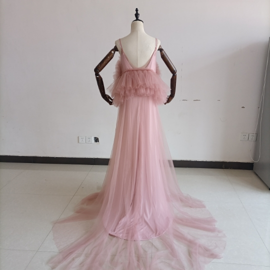 2ways ピンク キャミソール カラードレス ラッフルフリル ソフトチュール 妊婦 前撮り