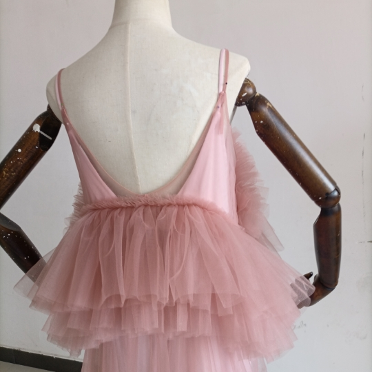 2ways ピンク キャミソール カラードレス ラッフルフリル ソフトチュール 妊婦 前撮り