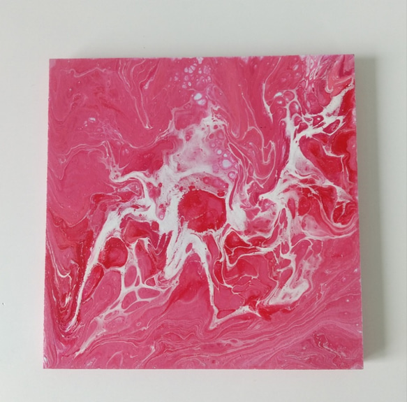 流動性アート フルイドアート 抽象画 アクリル画 箔押しラメ加工 J ブルー ホワイト ゴールド ポーリングアート フルイドアート