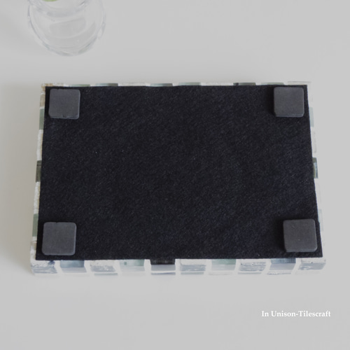 パヴェモザイク タイルのディスプレイトレイ（小物置き）ブルー ミニ