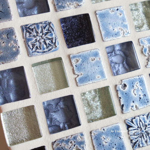 【一点物】名古屋モザイク パヴェモザイク ディスプレイトレイ ハンドメイド パヴェモザイク タイルのディスプレイトレイ（小物置き）ブルー ミニ