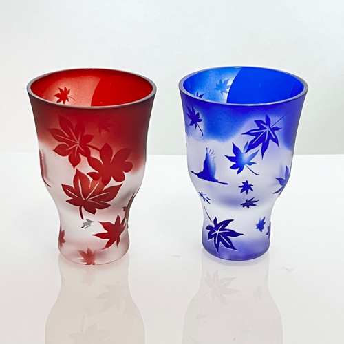 ガラス工芸作家　郡和子作　酒器　ぐい呑み　２点セット ガラス作家 ぐい呑み お猪口 2個セット