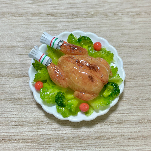 クリスマスチキン ミニチュアフード 樹脂粘土 その他置物 うさぎの華