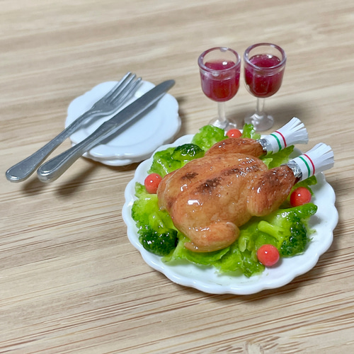 クリスマスチキン ミニチュアフード 樹脂粘土 その他置物 うさぎ