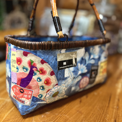 はいからさんの一閑張りかごバスケット”Japanese Indigo” かご