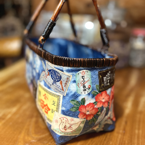 はいからさんの一閑張りかごバスケット”Japanese Indigo” かご