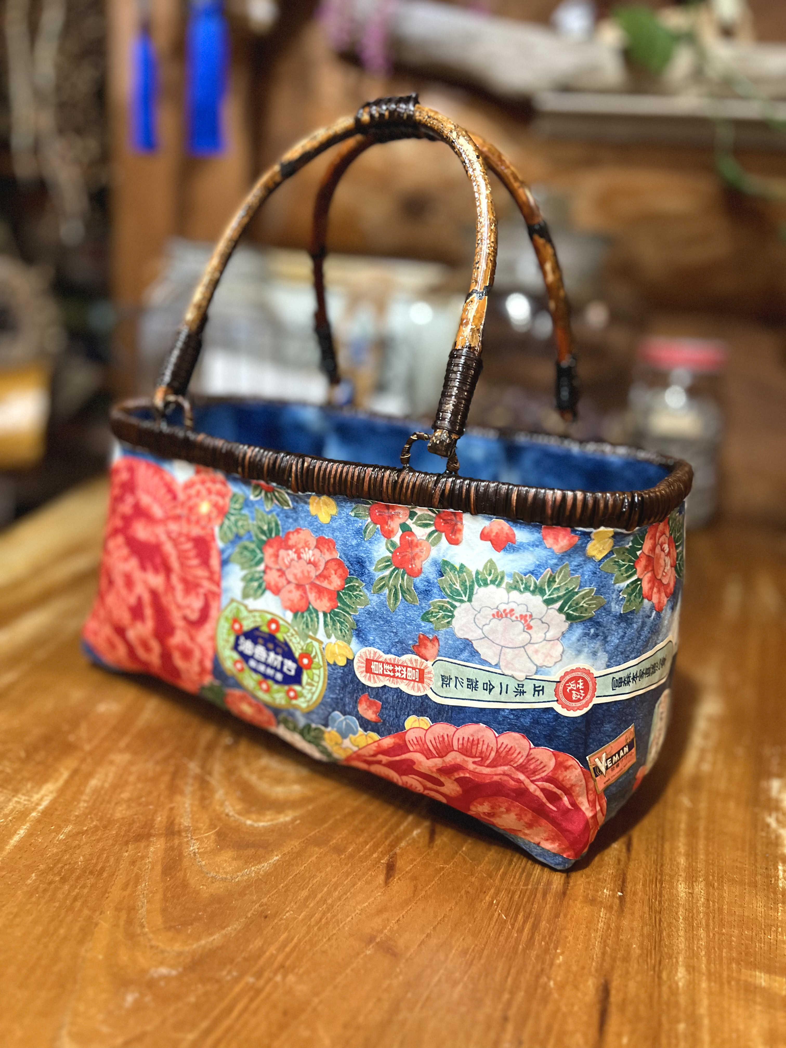 安い はいからさんの一閑張りかごバスケット”Japanese Indigo” かご かごバッグ