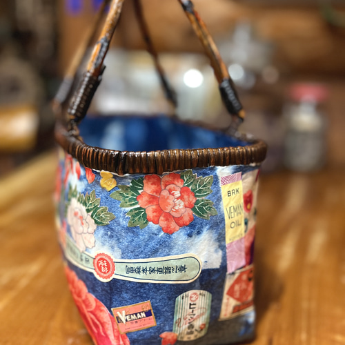 はいからさんの一閑張りかごバスケット”Japanese Indigo” かごバッグ 