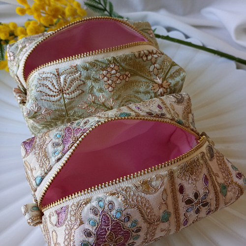 新色追加【20㌢】魅せたいインド刺繍のBOXポーチ ポーチ iikao-1113