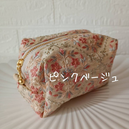 新色追加【20㌢】魅せたいインド刺繍のBOXポーチ ポーチ iikao-1113