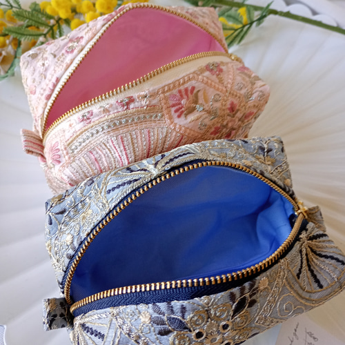 新色追加【20㌢】魅せたいインド刺繍のBOXポーチ ポーチ iikao-1113