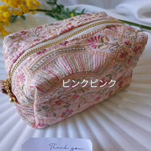 新色追加【20㌢】魅せたいインド刺繍のBOXポーチ ポーチ iikao-1113