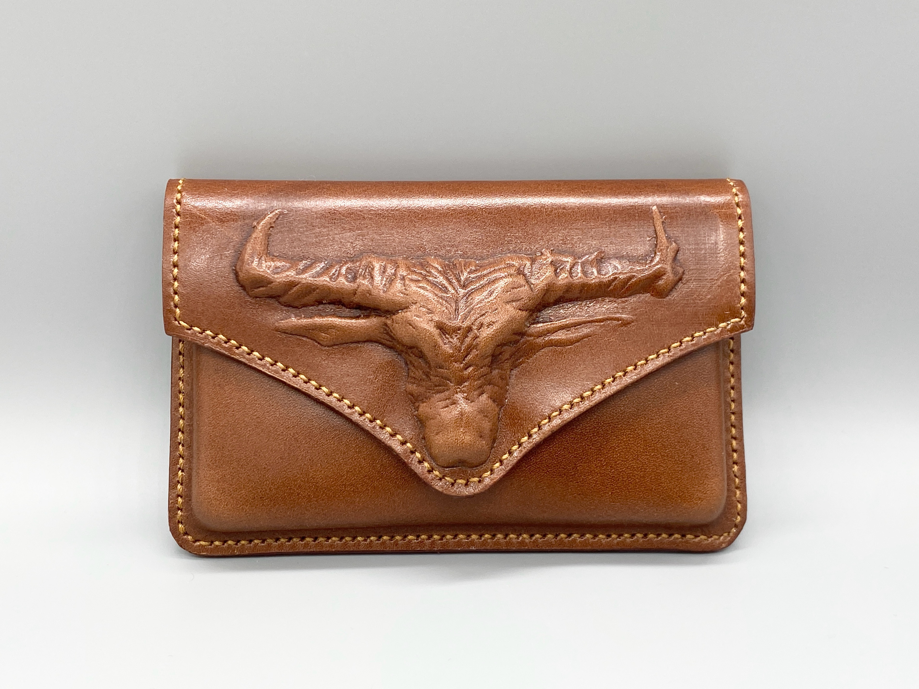 本革バッファローのコンパクト財布【ブラウン色】【受注制作】