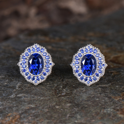 ブルーサファイアのピアス 9月の誕生石 ブルーサファイア ピアス ヴィンテージ ブルーサファイア