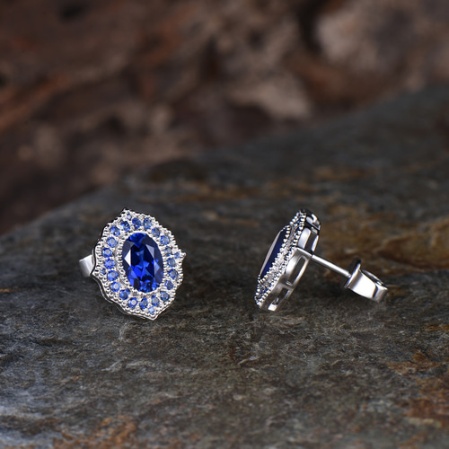 ブルーサファイアのピアス コーンフラワーブルーカラーサファイア ダイヤモンドピアス SA 1.16ct