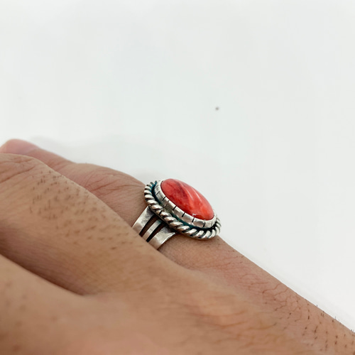 スパイニーオイスターシェル シルバー リング 指輪 13号 #インディアン