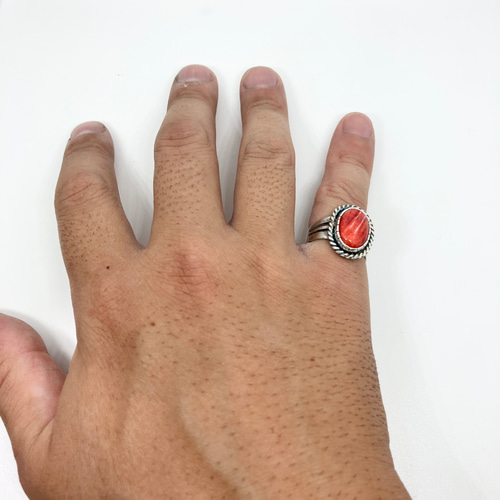 スパイニーオイスターシェル シルバー リング 指輪 13号 #インディアン