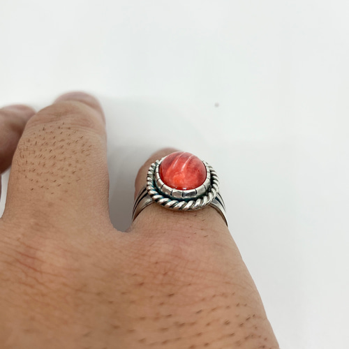 スパイニーオイスターシェル シルバー リング 指輪 13号 #インディアン