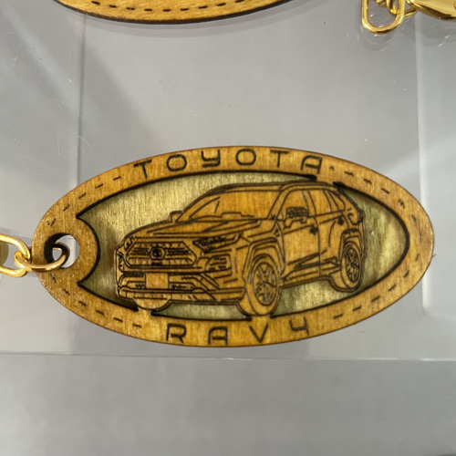 木製キーホルダー RAV4 ラブ4 希望ナンバー刻印 トヨタ Toyota