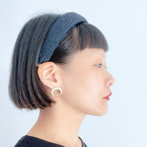 ツイードカチューシャ ネイビー カチューシャ kanana 通販｜Creema  