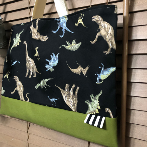 オーダー恐竜柄リアル恐竜柄レッスンバッグ図書バッグ体操着袋お着替え袋