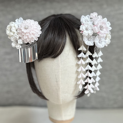 つまみ細工 かんざしセット（7歳さん以上向け）白 オフホワイト ピンク