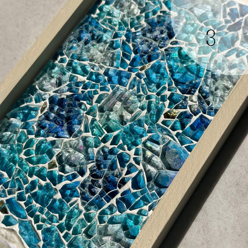 シマーガラス クラック模様 アート作品　縦15㌢✖️横21㌢ シマーグラスプレートS ガラスプレート 海インテリア雑貨 その他