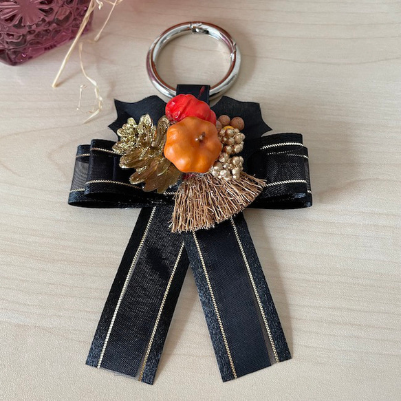 No.3049★ハンドメイド★ハロウィン♡フラワーレジンバッグチャーム No.3049 ハンドメイド ハロウィン フラワーレジンバッグチャーム