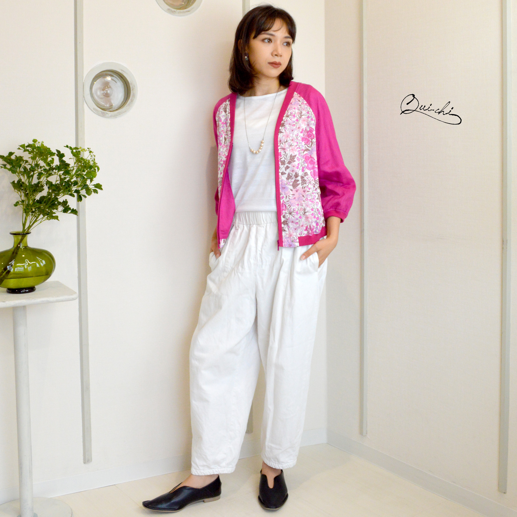 リバティ・ファブリックス使用《EDNA》＊リネン７分袖ジップアッップ