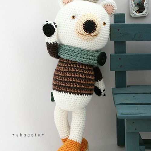 くまくま品 no.2405 Border Bear (ボーダーのクマ) あみぐるみ ehagote 通販