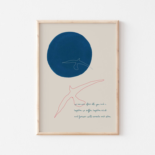 北欧の空と鳥、アートポスター、ジャパンディから和モダン、古民家