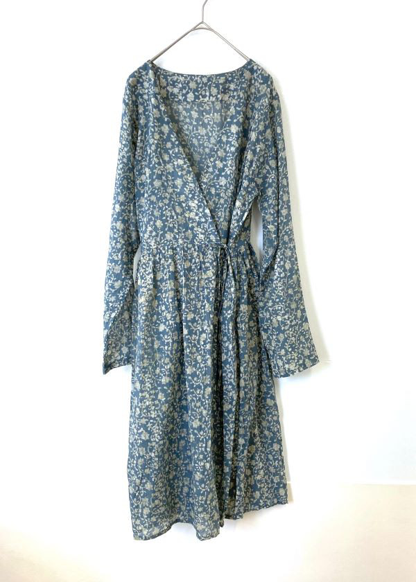 手染め草木染コットン使用カシュクールワンピース（羽織）