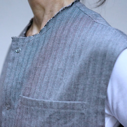 ＜受注生産＞大人のツナギ〜ヘリンボーン柄のスレンダーなツナギ・ノースリーブ 14枚目の画像