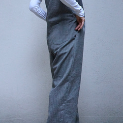 ＜受注生産＞大人のツナギ〜ヘリンボーン柄のスレンダーなツナギ・ノースリーブ 5枚目の画像