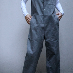 ＜受注生産＞大人のツナギ〜ヘリンボーン柄のスレンダーなツナギ・ノースリーブ 8枚目の画像