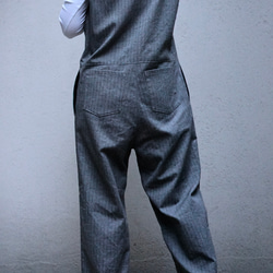 ＜受注生産＞大人のツナギ〜ヘリンボーン柄のスレンダーなツナギ・ノースリーブ 11枚目の画像