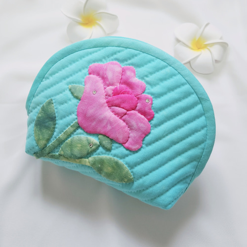 New in !ラ・フランスのバラのポーチ＊ハワイアンキルト キャシー中島  