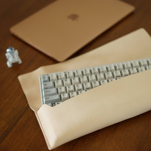 シンプルな本革きなりナチュラルレザーキーボードキャリーケース