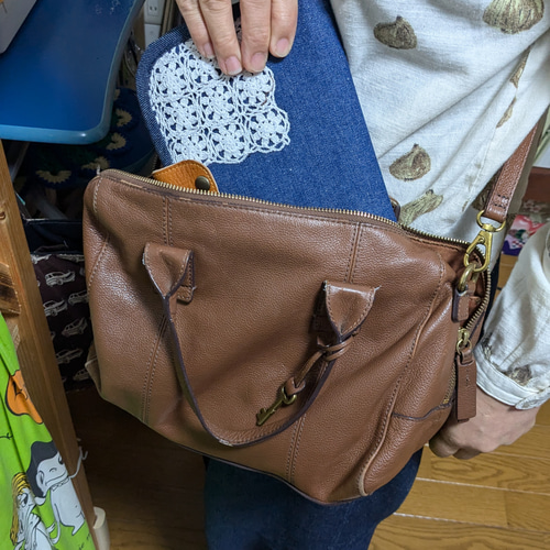 ビンテージデニム×ローカウントリネンのデニムリメイクマルチケース  